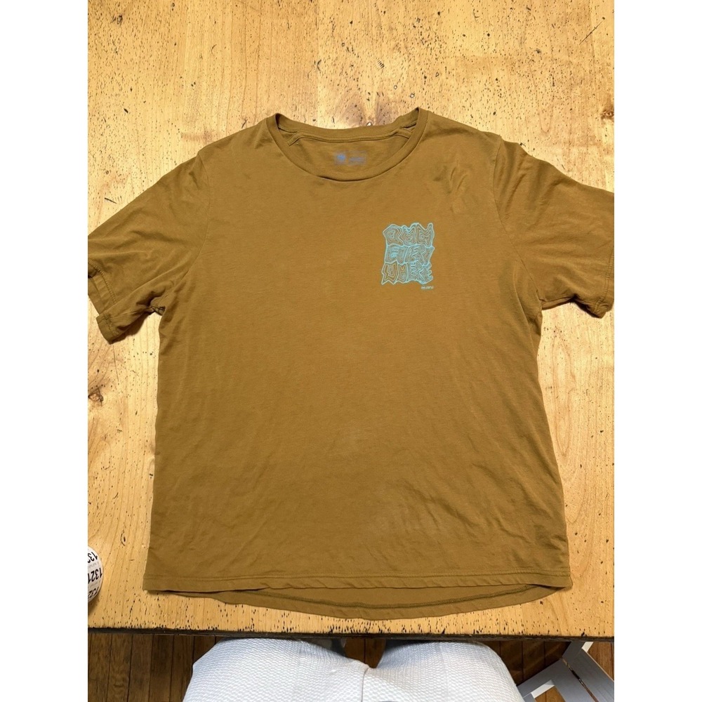 Janji Shirt Mens Large Brown Performance Running Athletic Run Every Where Logo